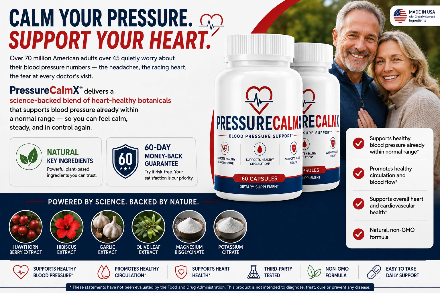 PressureCalmX cardiovascular wellness formula and botanical ingredients
